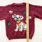 Handknit Maroon 101 Dalmatians Sweater