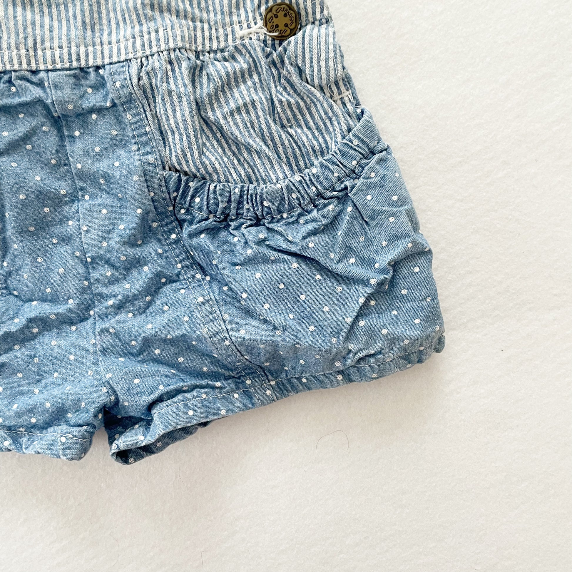OshKosh Stripes + Dots Shortalls - Yellow Clover Vintage Kids Clothes