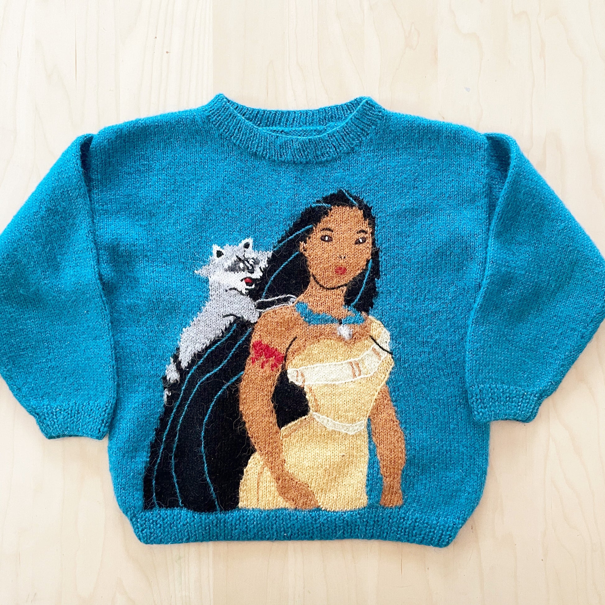 Vintage Handknit Pocahontas Kids Sweater