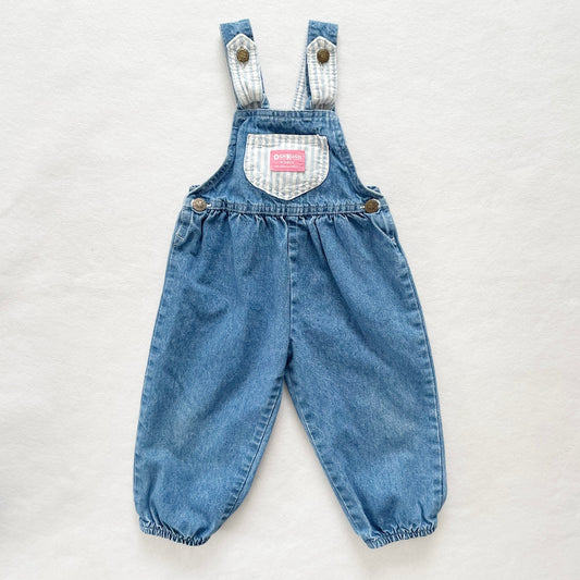 OshKosh Striped Accent Bubble Overalls - Yellow Clover Vintage Kids Clothes