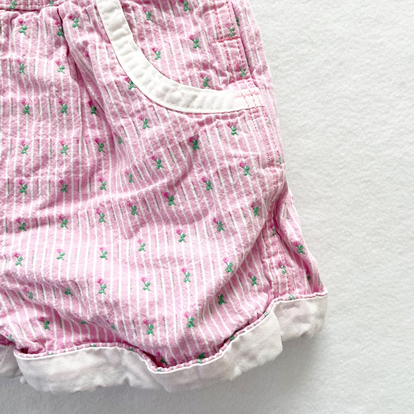 OshKosh Floral Woven Shortalls - Yellow Clover Vintage Kids Clothes