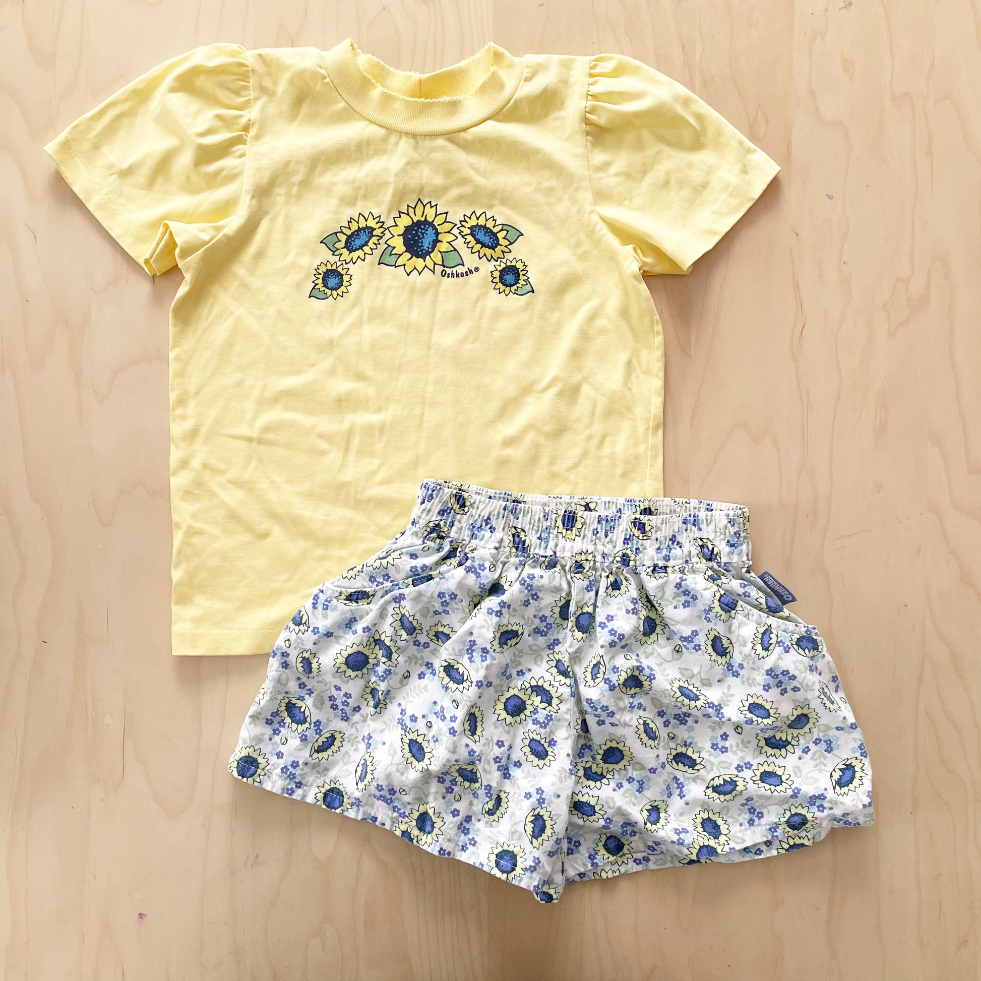 OshKosh Sunflower Set - Yellow Clover Vintage Kids Clothes