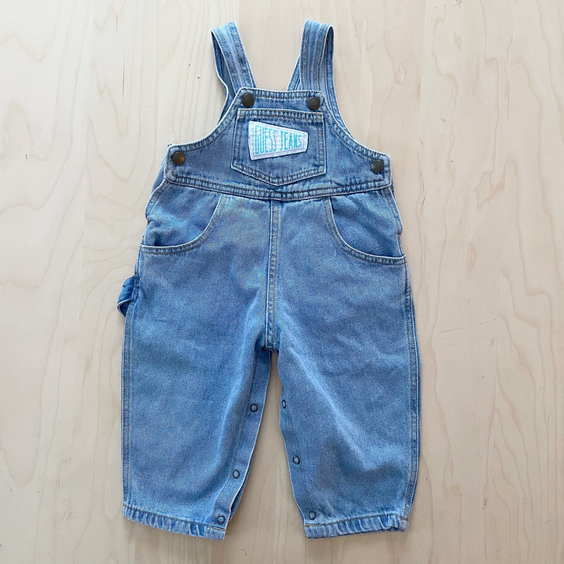 Guess Pennant Patch Overalls - Yellow Clover Vintage Kids Clothes