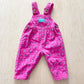 OshKosh Pink + Turquoise Woven Bow Back Overalls - Yellow Clover Vintage Kids Clothes