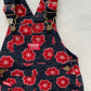 OshKosh Red Floral Overalls - Yellow Clover Vintage Kids Clothes