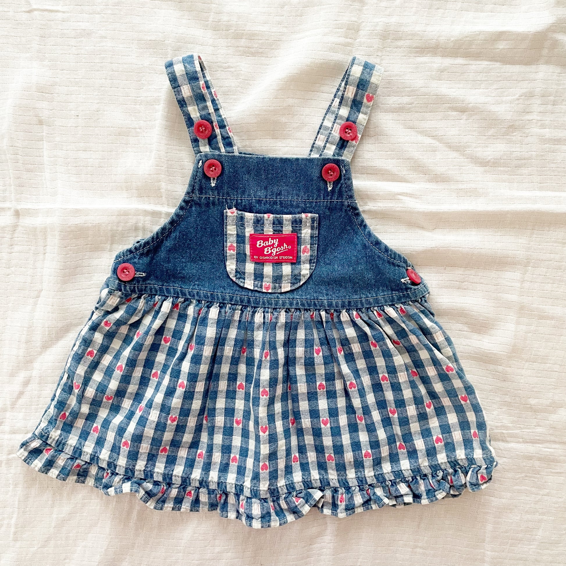 Baby B’gosh Heart Woven Gingham Skirtall - Yellow Clover Vintage Kids Clothes