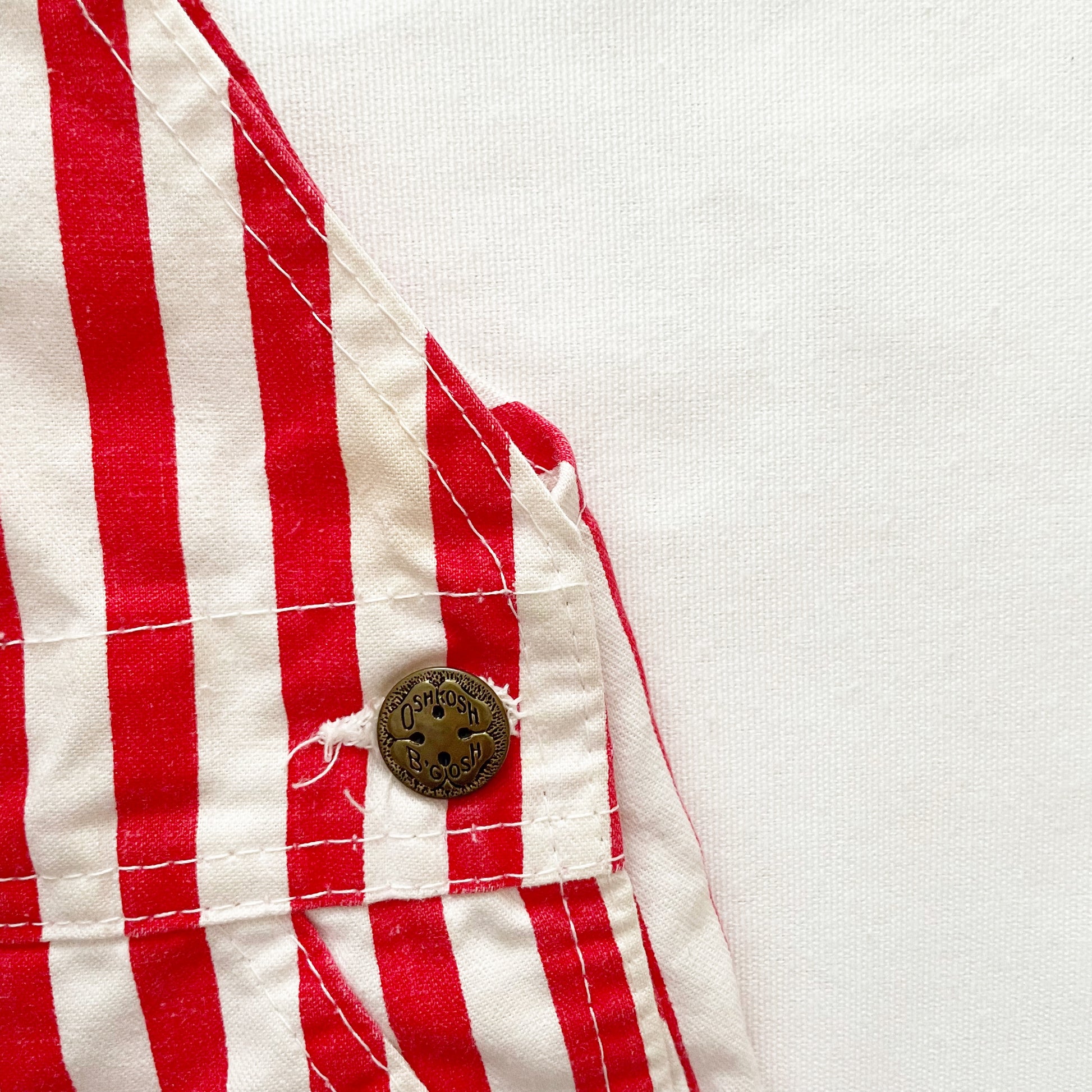 OshKosh Red Stripe Shortalls - Yellow Clover Vintage Kids Clothes