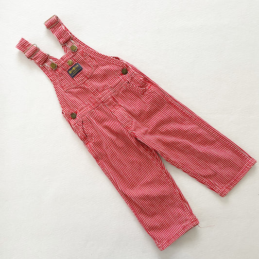 OshKosh Red Hickory Stripe Overalls - Yellow Clover Vintage Kids Clothes