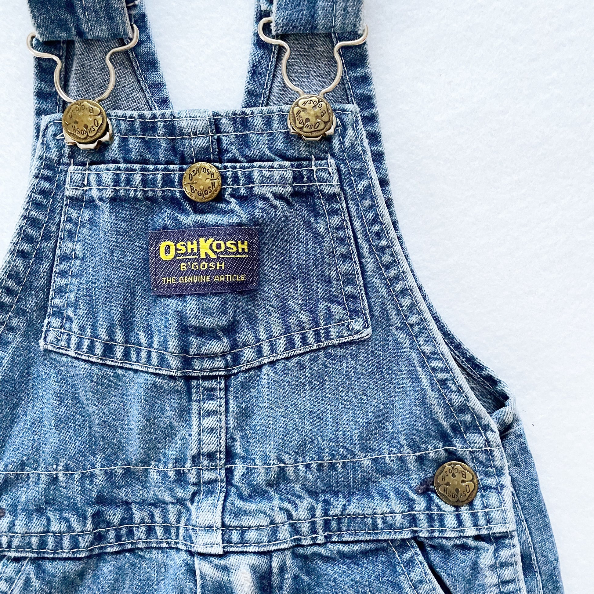 OshKosh Classic Denim Overalls - Yellow Clover Vintage Kids Clothes