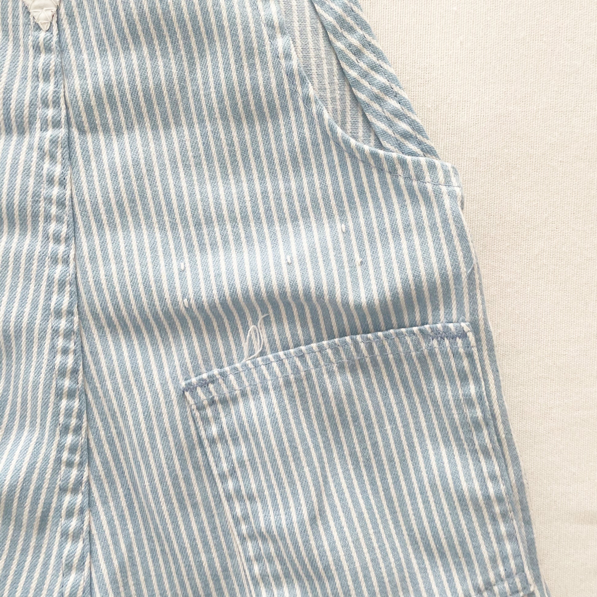 OshKosh Baby Blue Hickory Stripe Shortalls - Yellow Clover Vintage Kids Clothes