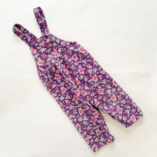 OshKosh Purple Pansy Overalls - Yellow Clover Vintage Kids Clothes