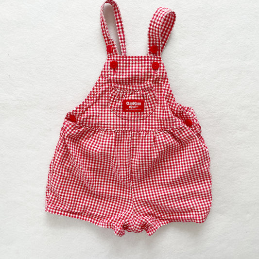 OshKosh Gingham Red Shortalls - Yellow Clover Vintage Kids Clothes
