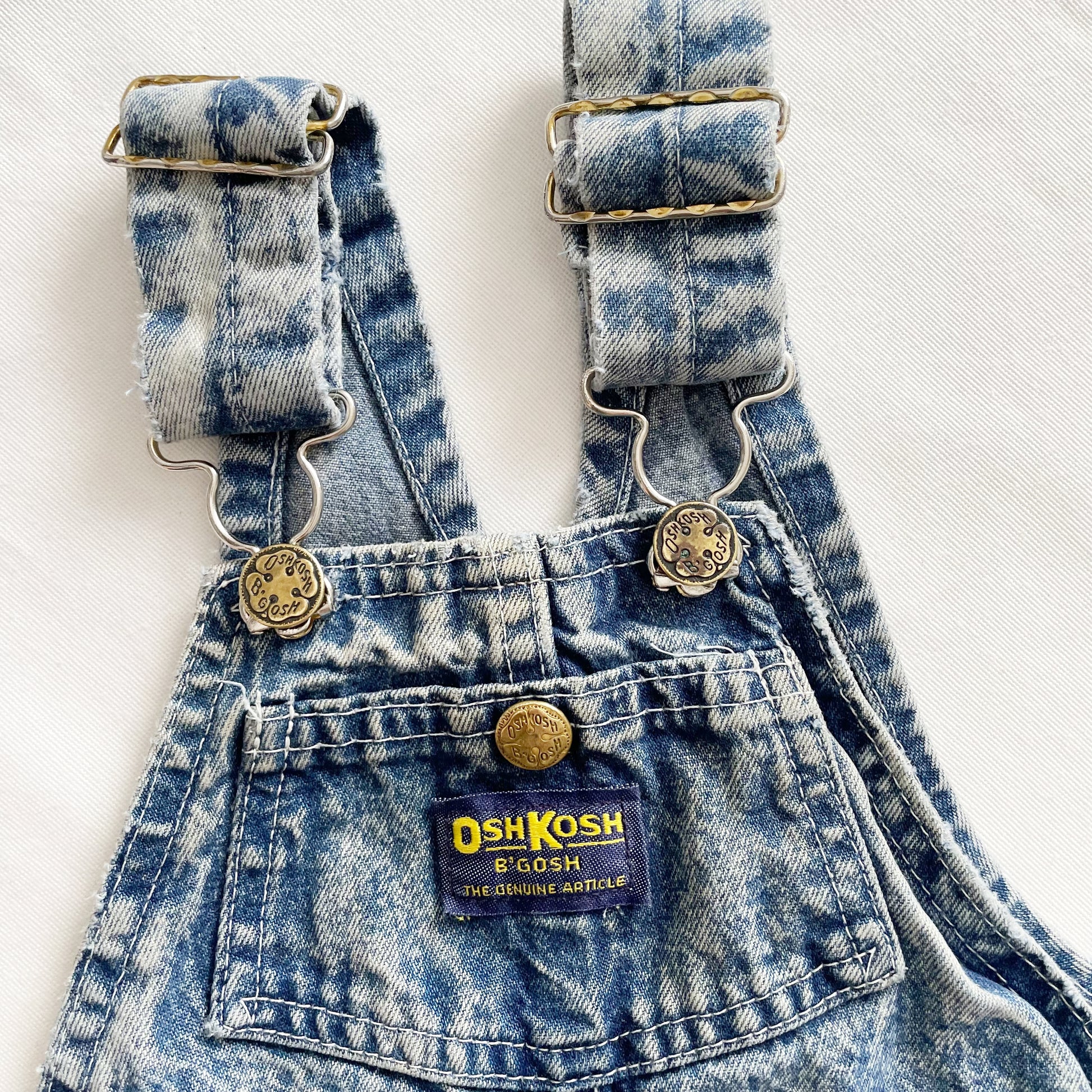 OshKosh Acid Wash Button Pocket Overalls - Yellow Clover Vintage Kids Clothes