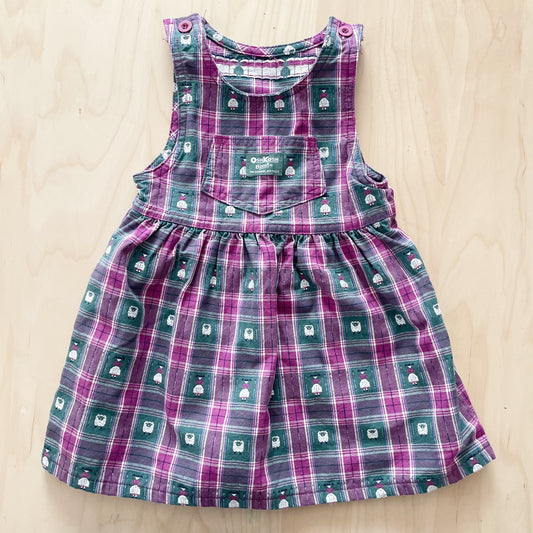 OshKosh Sheep and Girl Woven Plaid Dress - Yellow Clover Vintage Kids Clothes
