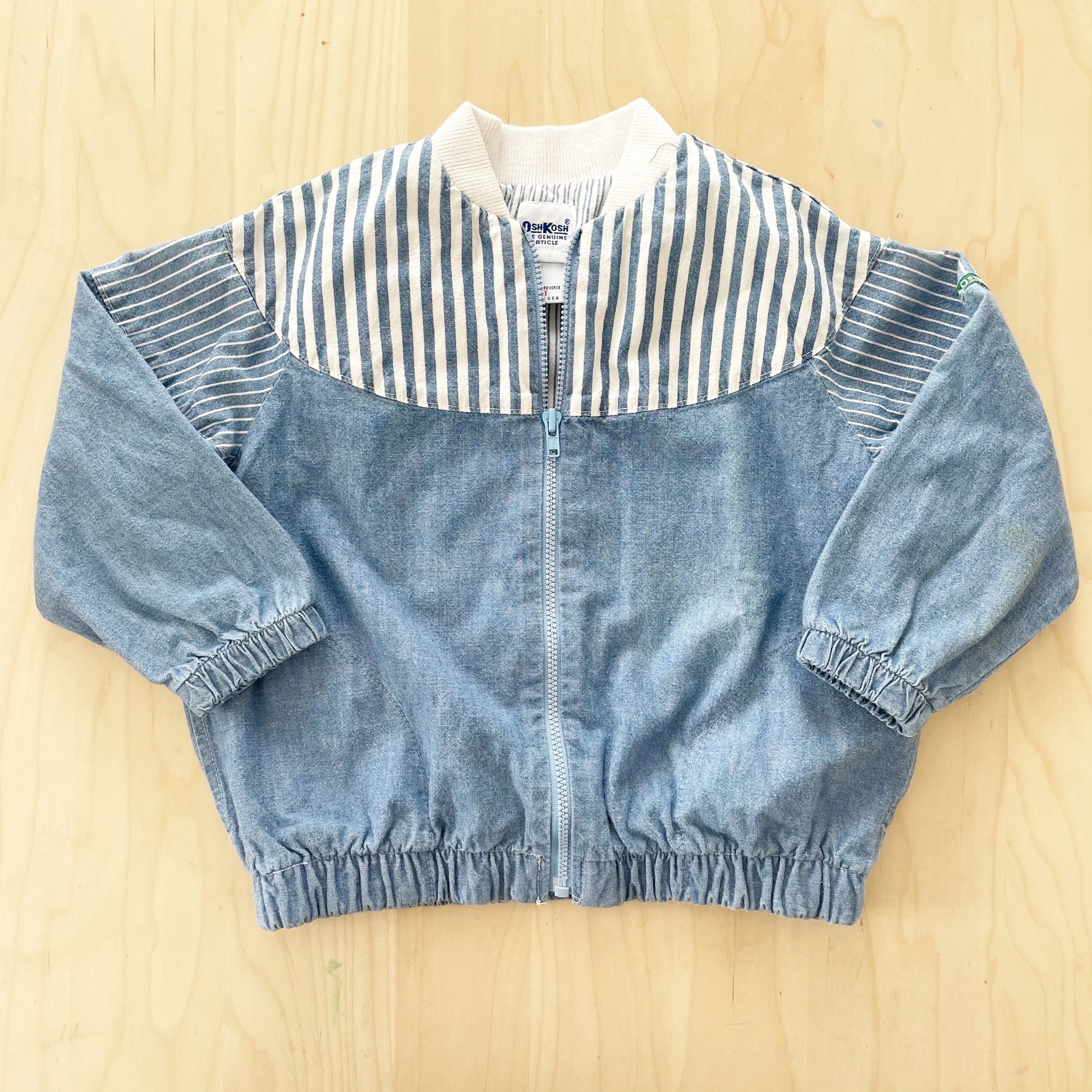 OshKosh Chambray Stripe Accent Jacket - Yellow Clover Vintage Kids Clothes