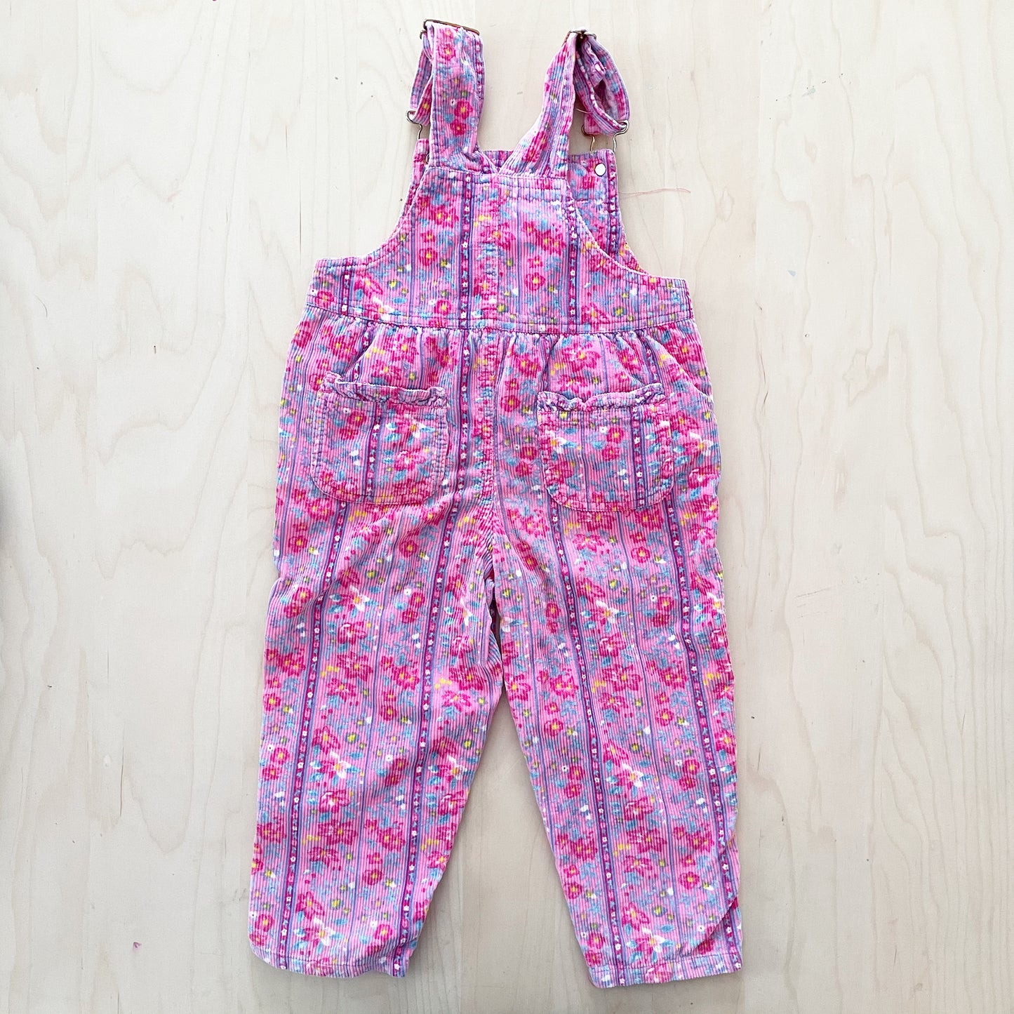 Vintage Okie Dokie Floral Cord Overalls