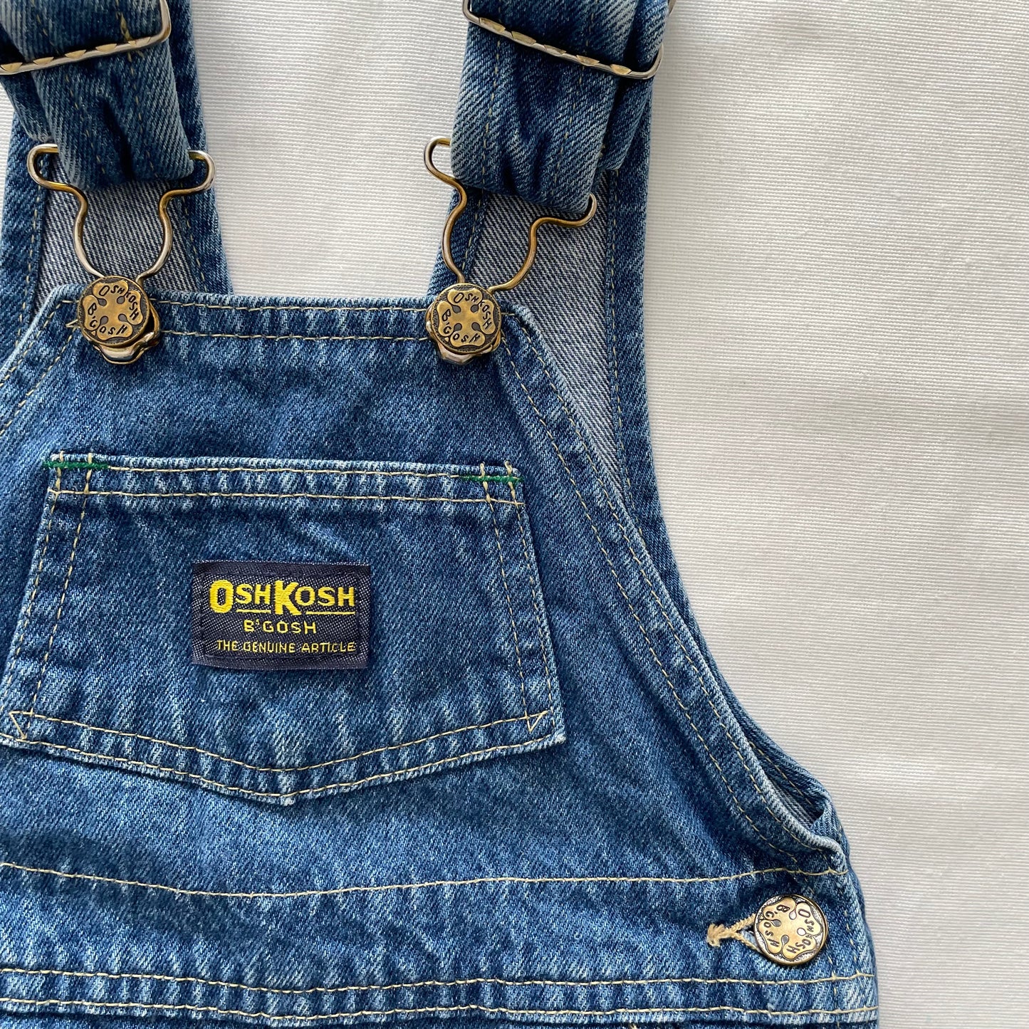 OshKosh Denim Shortalls - Yellow Clover Vintage Kids Clothes