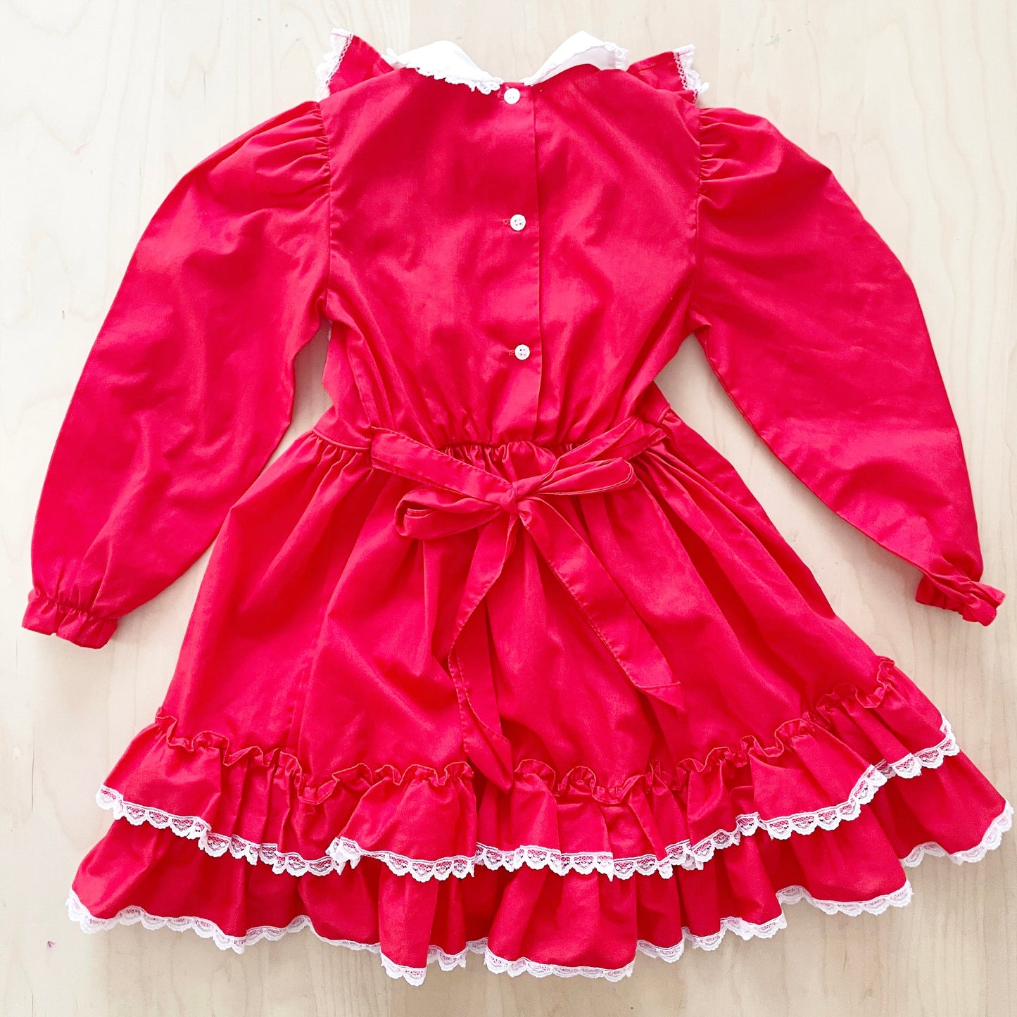Vintage Winnie the Pooh Red Ruffle Dress - Yellow Clover Vintage Kids Clothes