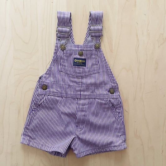 OshKosh Purple Hickory Striped Shortalls - Yellow Clover Vintage Kids Clothes
