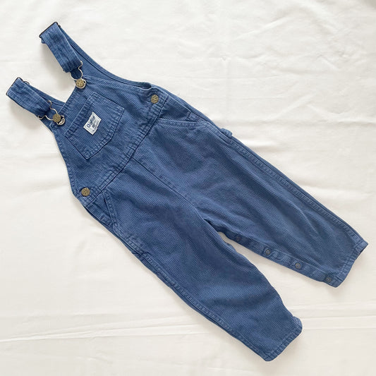 OshKosh Dark Blue Thin Striped Overalls - Yellow Clover Vintage Kids Clothes