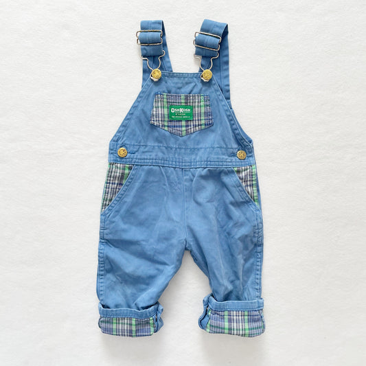 OshKosh Blue Plaid Accent Overalls - Yellow Clover Vintage Kids Clothes