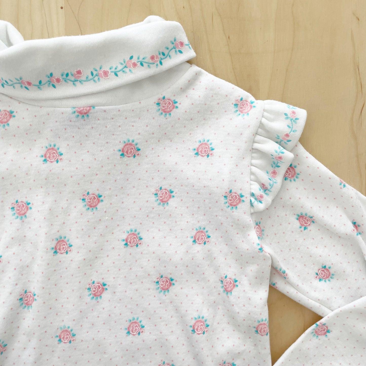 OshKosh Floral Print Turtleneck Layer Top - Yellow Clover Vintage Kids Clothes