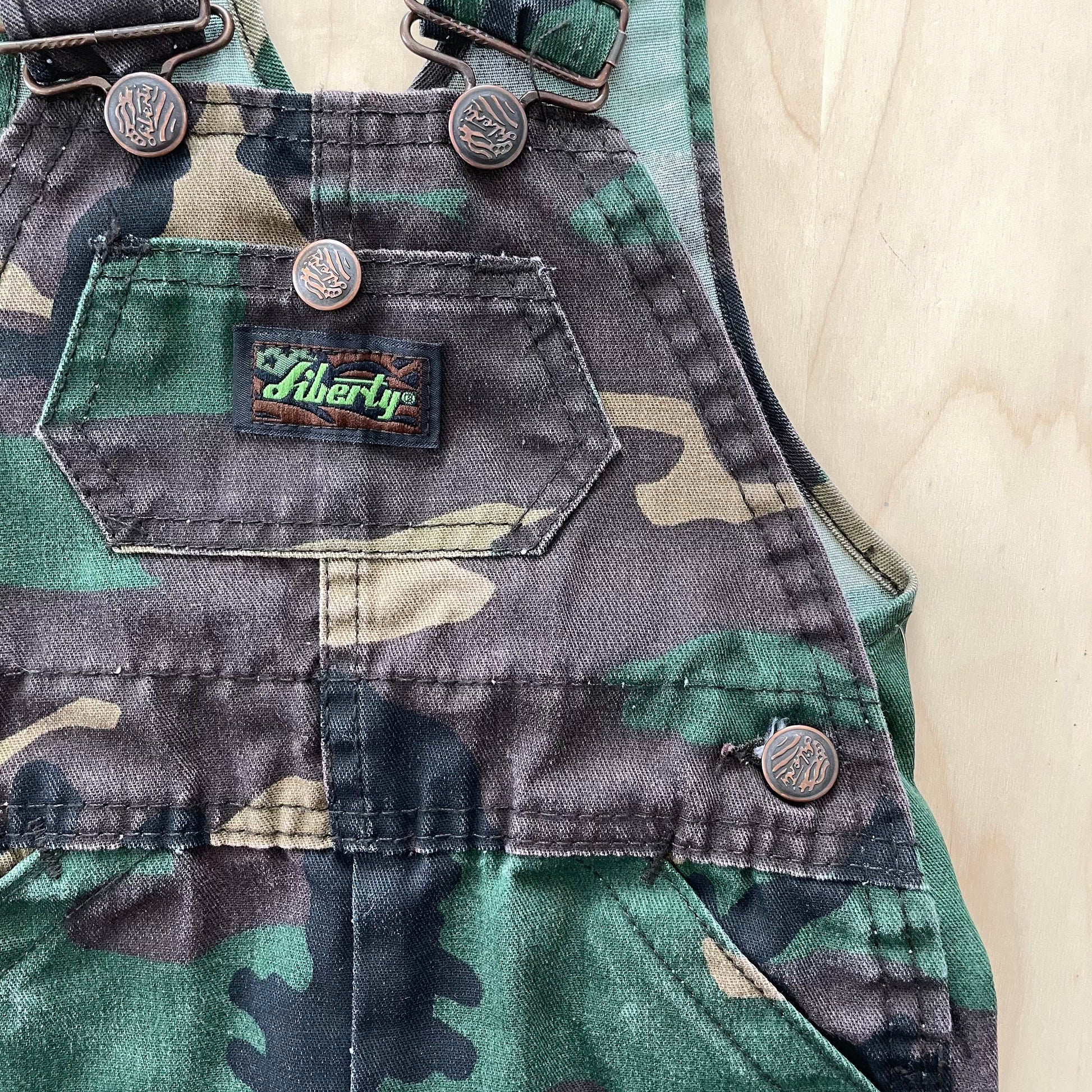 Vintage Liberty Camouflage Shortalls - Yellow Clover Vintage Kids Clothes