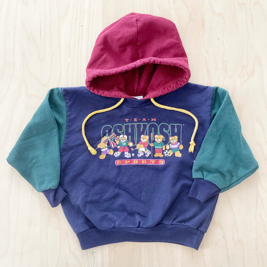 OshKosh Sports Bears Hooded Sweatshirt - Yellow Clover Vintage Kids Clothes