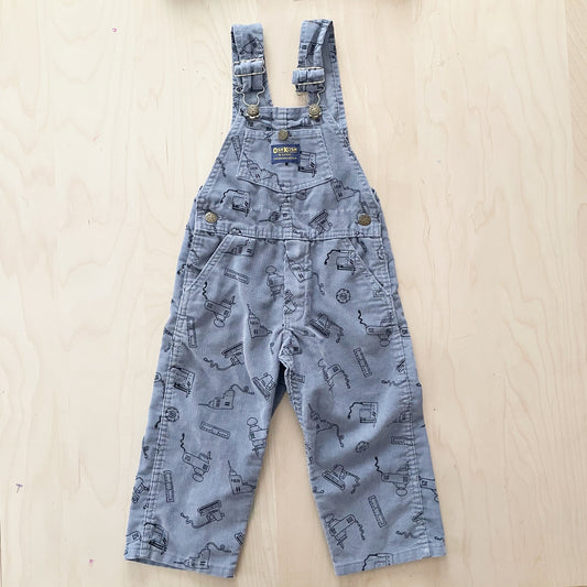 OshKosh Tool Print Cord Overalls - Yellow Clover Vintage Kids Clothes