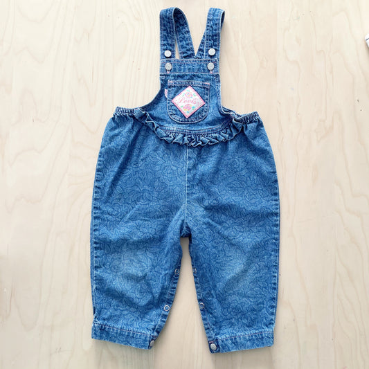 Little Levi’s Floral Denim Overalls - Yellow Clover Vintage Kids Clothes