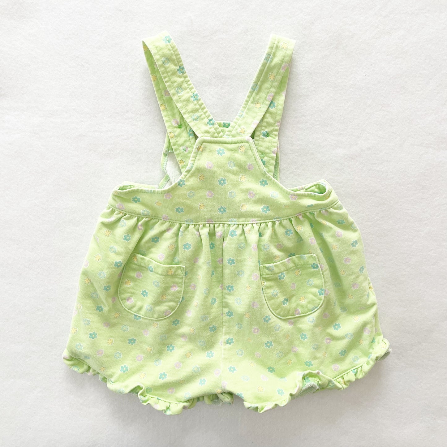 Kiks Terry Floral Shortalls - Yellow Clover Vintage Kids Clothes