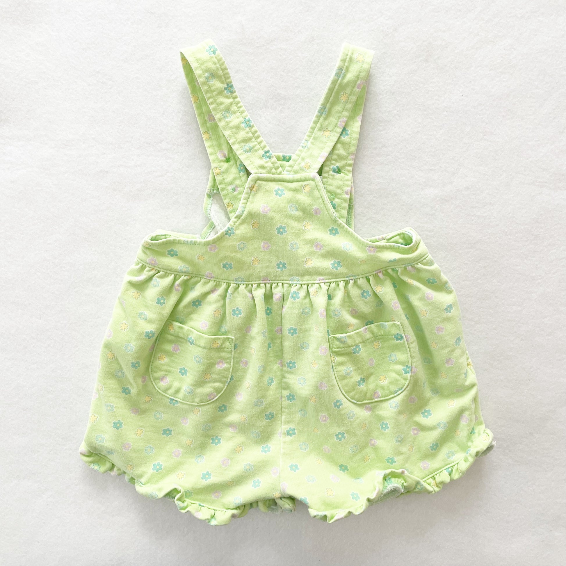 Kiks Terry Floral Shortalls - Yellow Clover Vintage Kids Clothes