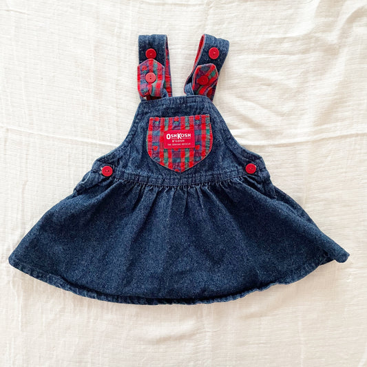 OshKosh Apple Plaid Bow Back Skirtall - Yellow Clover Vintage Kids Clothes