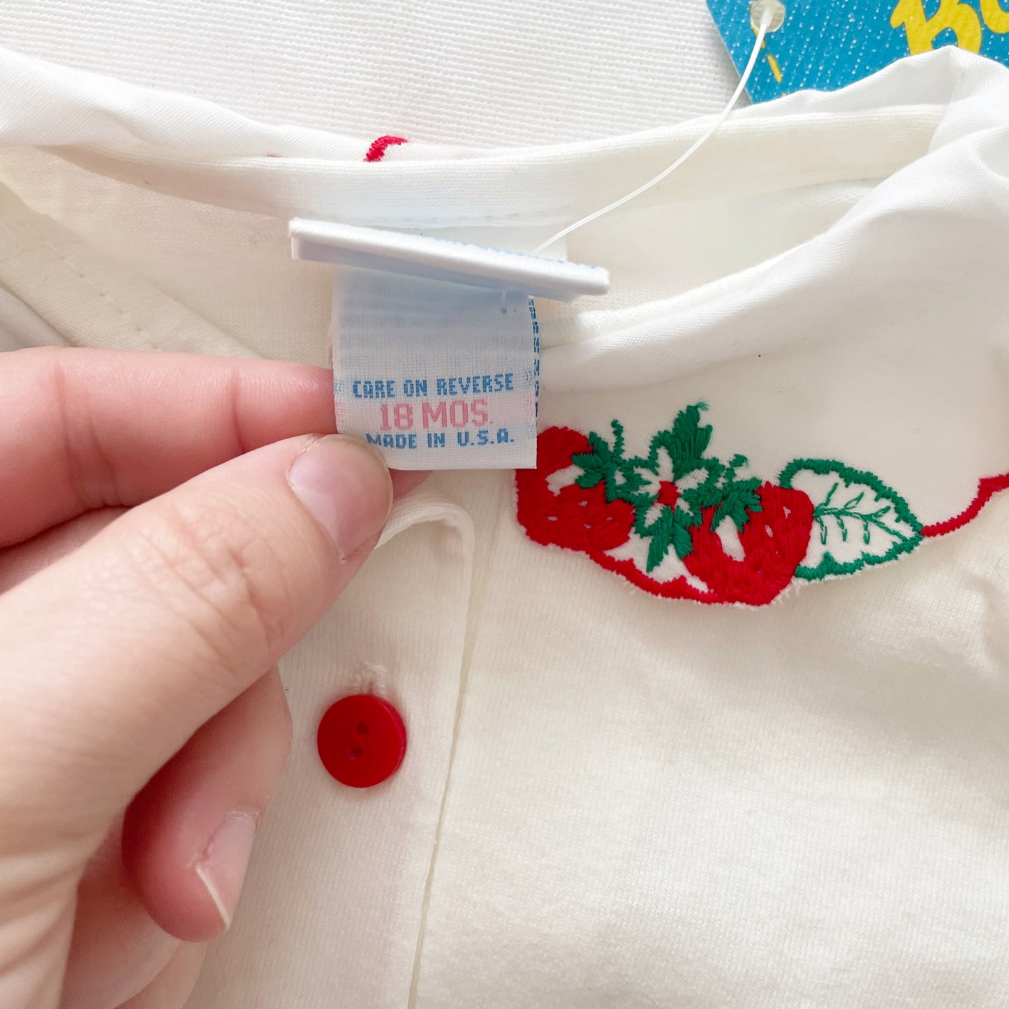 Baby B’gosh Strawberry Embroidered Collar Top - Yellow Clover Vintage Kids Clothes
