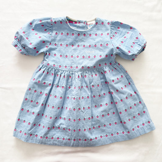 OshKosh Strawberry Woven Short Sleeve Dress - Yellow Clover Vintage Kids Clothes