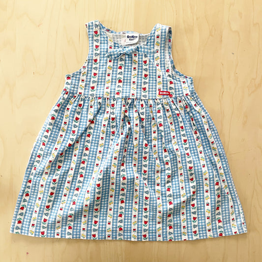 OshKosh Tulip Checkered Stripe Dress - Yellow Clover Vintage Kids Clothes