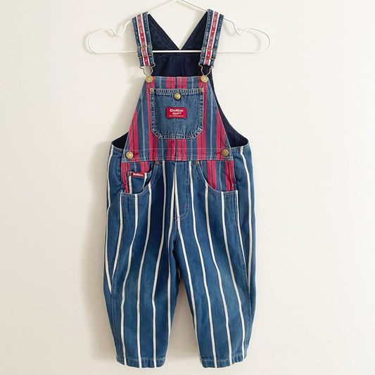 OshKosh Striped Lined Denim Overalls - Yellow Clover Vintage Kids Clothes