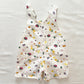 Cutecumber Fruit Print Shortalls - Yellow Clover Vintage Kids Clothes