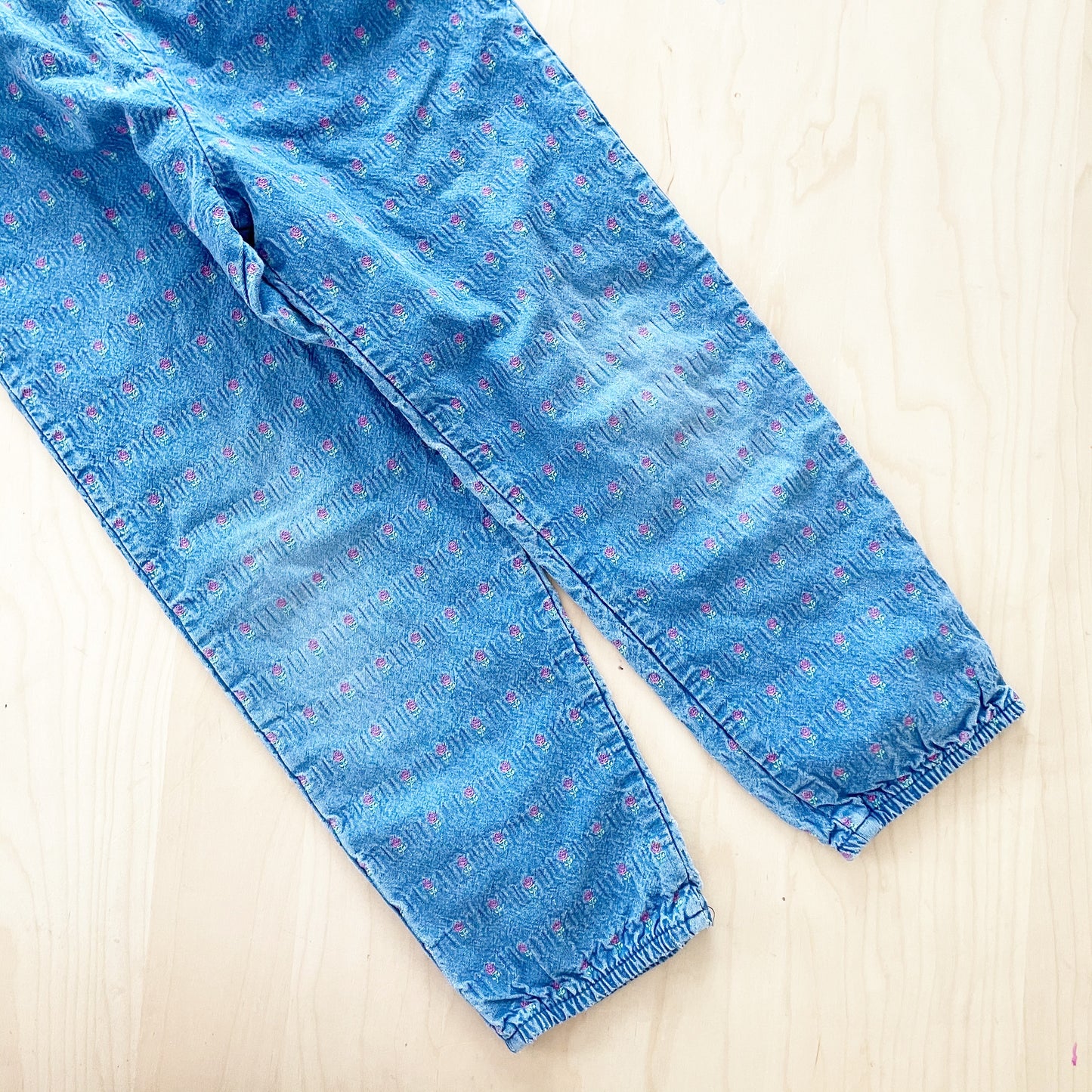 Vintage OshKosh Bow Back Floral Woven Chambray Overalls - Yellow Clover Vintage Kids Clothes