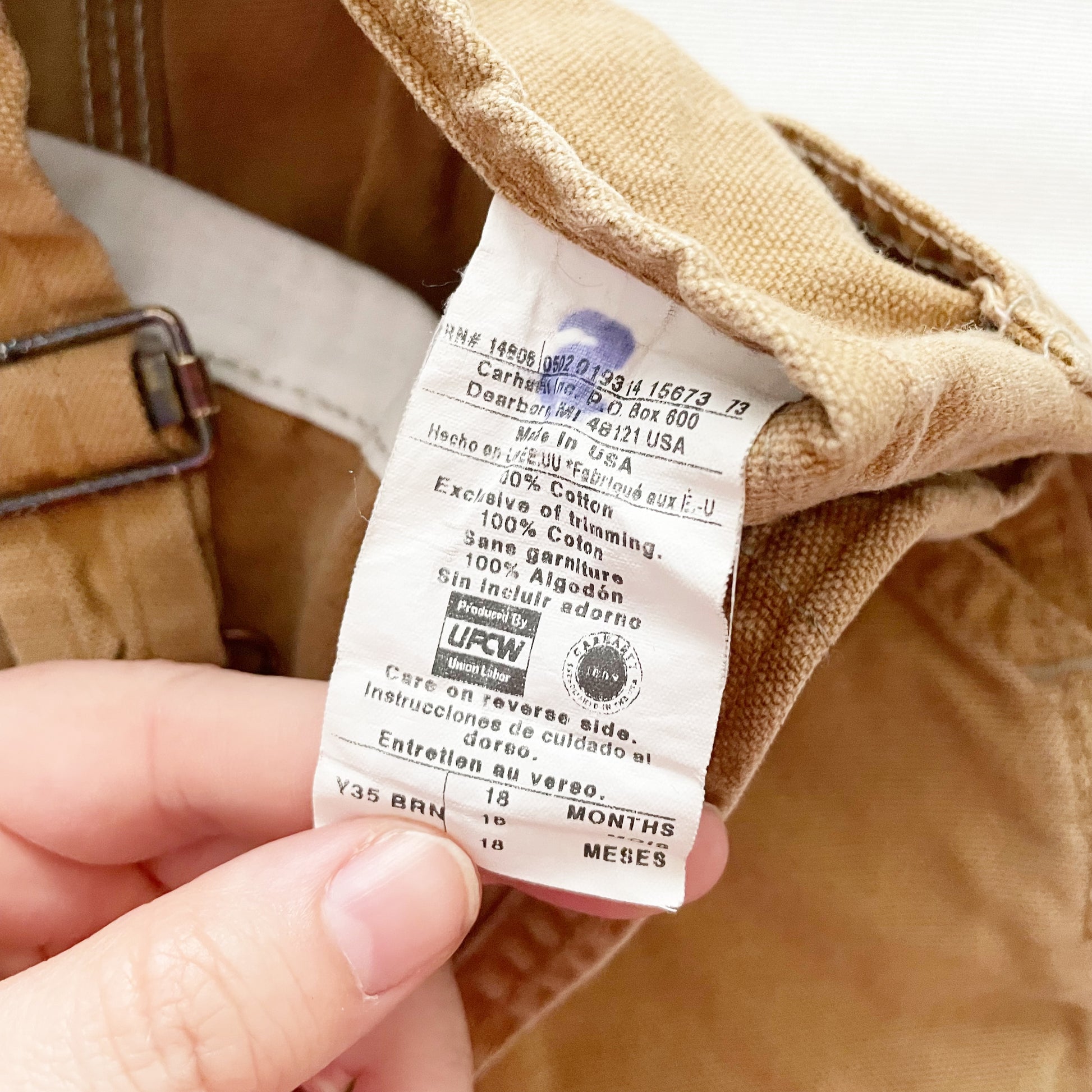 Carhartt Tan Overalls • 18m - Yellow Clover Vintage Kids Clothes