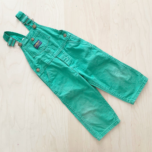 OshKosh Green Overalls - Yellow Clover Vintage Kids Clothes