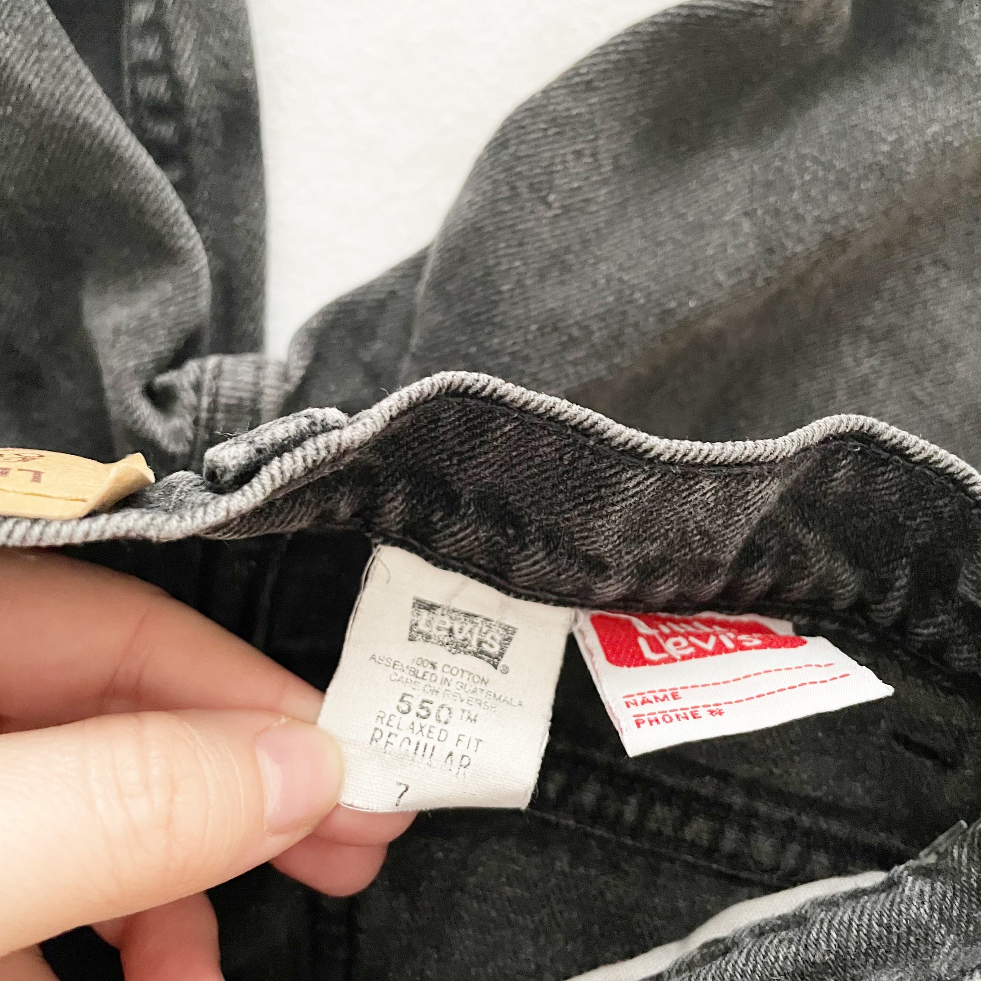 Levi’s Black Wash Orange Tab Shorts - Yellow Clover Vintage Kids Clothes
