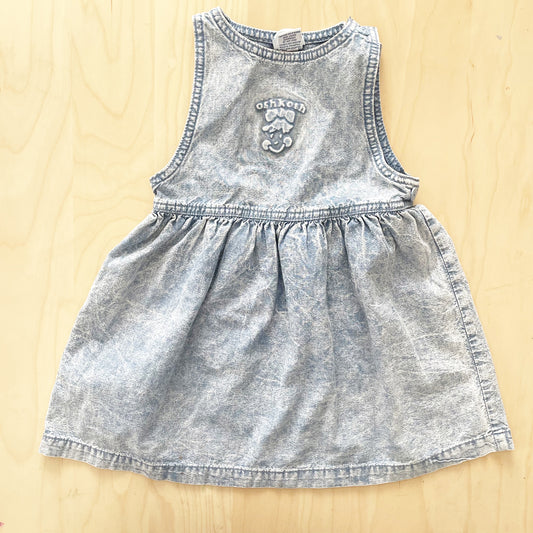 Vintage OshKosh Acid Wash Girls Embossed Dress