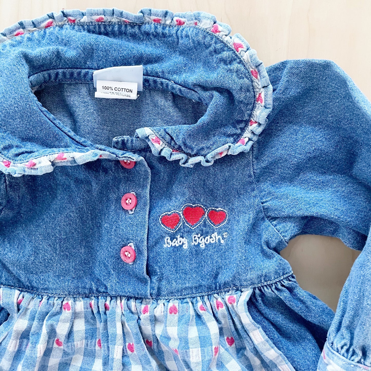 Vintage Baby B’gosh Gingham Heart Apron Dress
