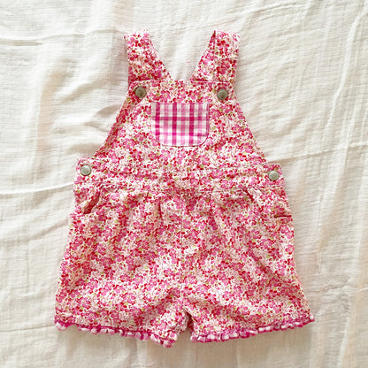 Vintage Gymboree Floral Gingham Baby Shortall Overalls
