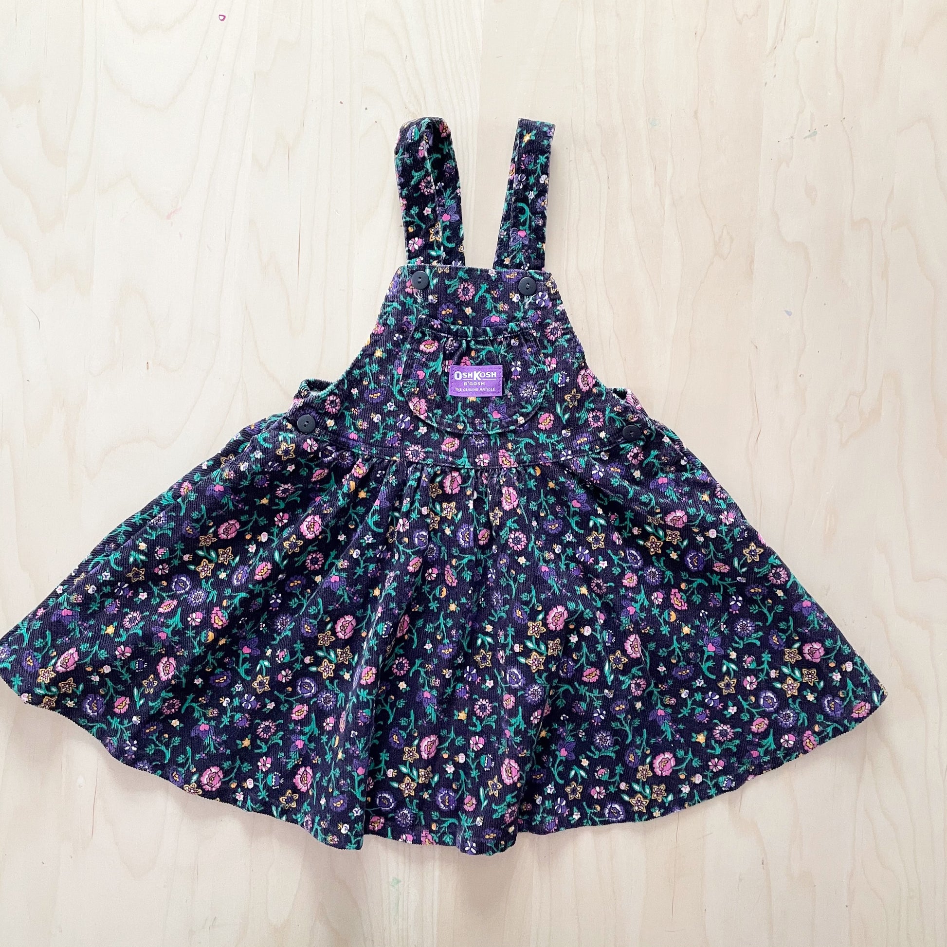 OshKosh Paisley Floral Cord Dress - Yellow Clover Vintage Kids Clothes