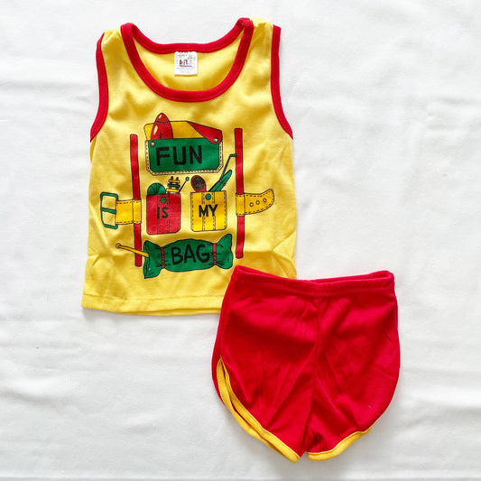 Backpack Fun Graphic Tank Set • 2T - Yellow Clover Vintage Kids Clothes