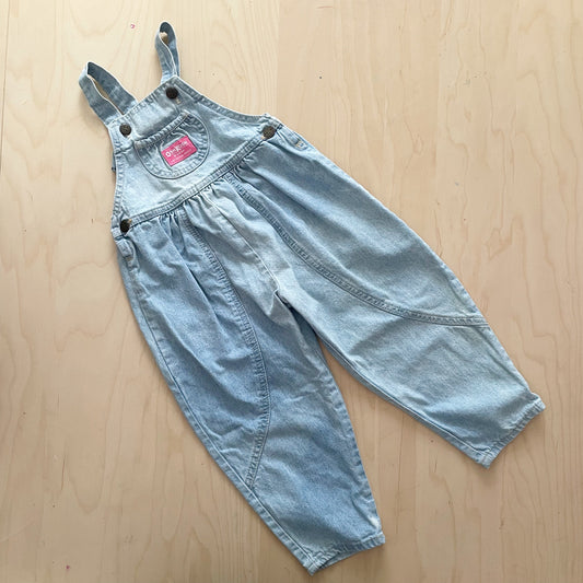 OshKosh Light Wash Bubble Overalls - Yellow Clover Vintage Kids Clothes