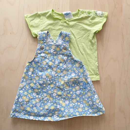 Baby B’gosh Flower Print Pinafore Set - Yellow Clover Vintage Kids Clothes