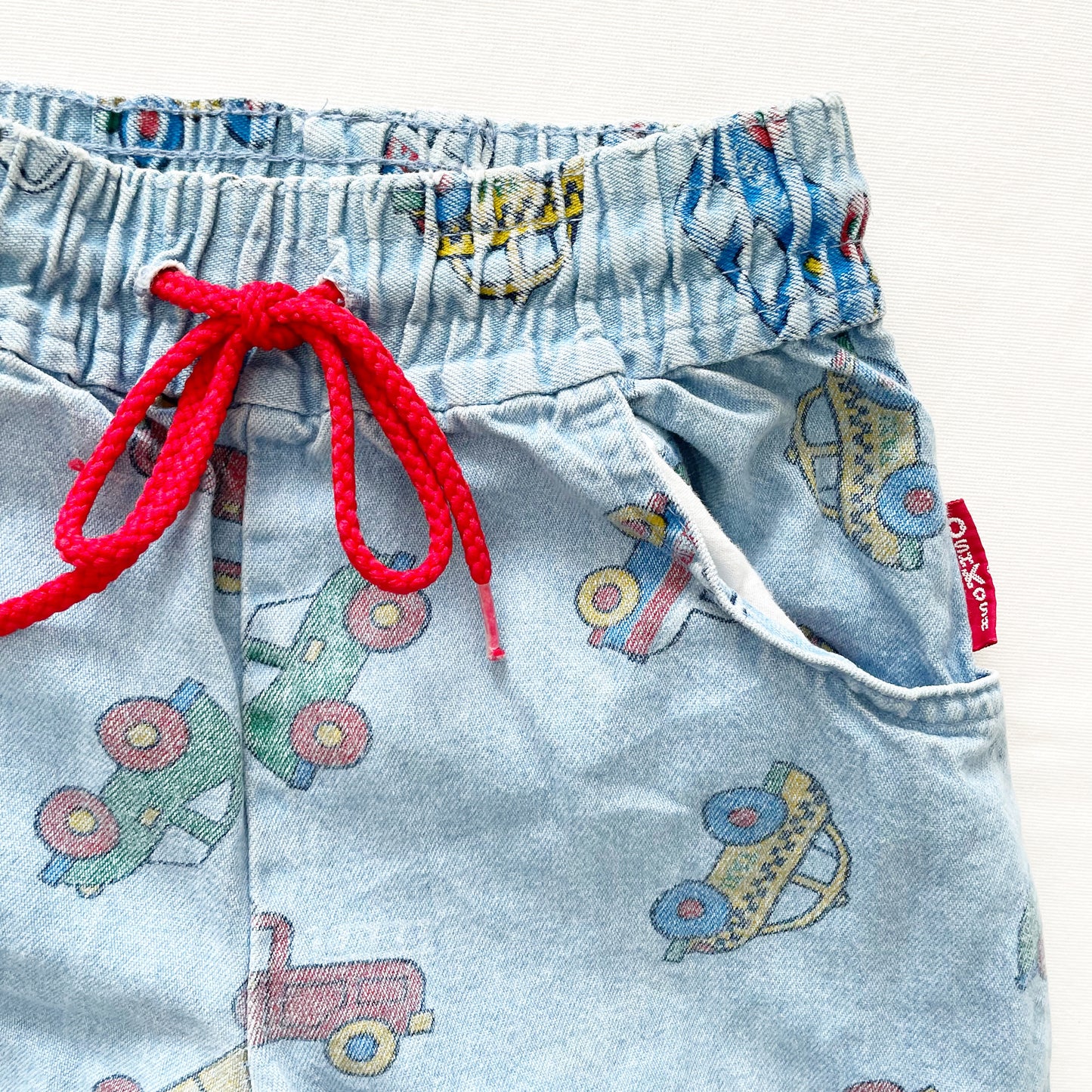 OshKosh Car Print Light Denim Joggers - Yellow Clover Vintage Kids Clothes
